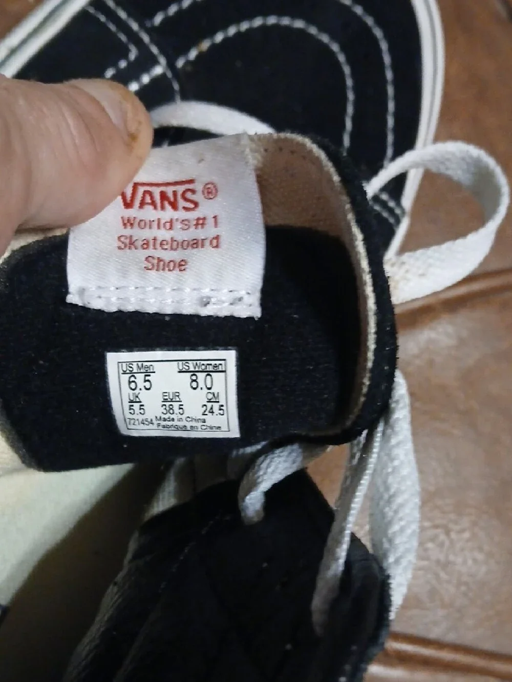 Vans Black &‎ White Classic High-Top Sneakers,mens Sz.6.5,womens Sz.8